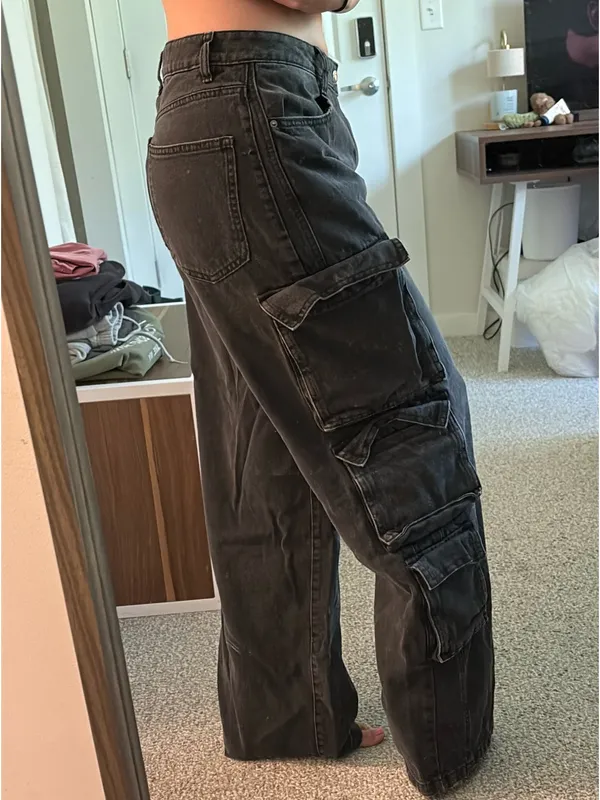 Adrene Cargo Jeans Black Green Size 05 - Image 2