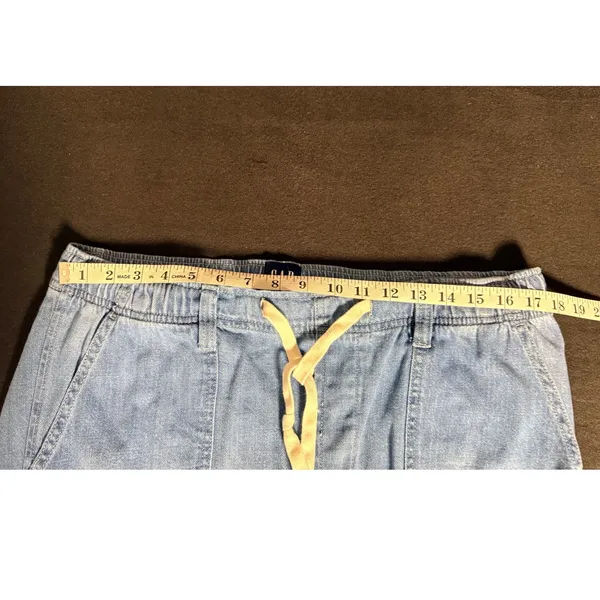 GAP Easy Jean Cargo Pants Large Petite Indigo Drawstring Utility Pockets - Image 7