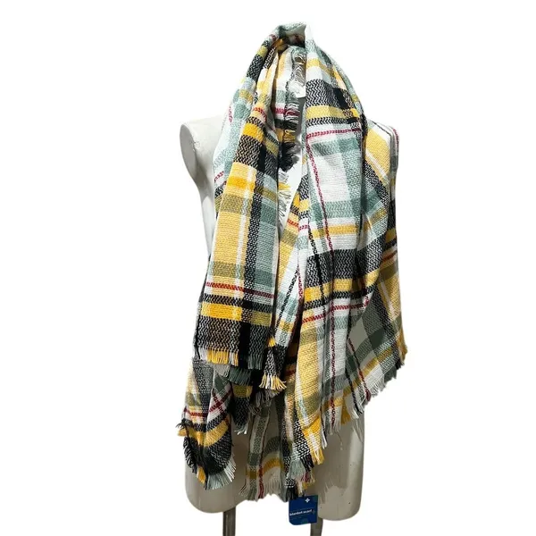 Blanket Scarf Women's Multicolor Plaid Square Scarf Winter Fashion - Image 7