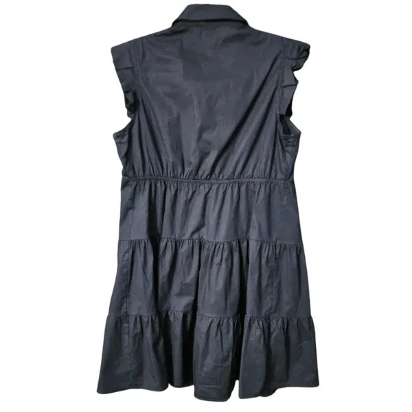 Monteau Women Babydoll Shirt Dress Navy Blue‎ Tiered Ruffle Cap Sleeve M - Image 2