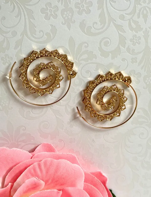 Spiral Hoop Earrings (207) Gold - Image 3