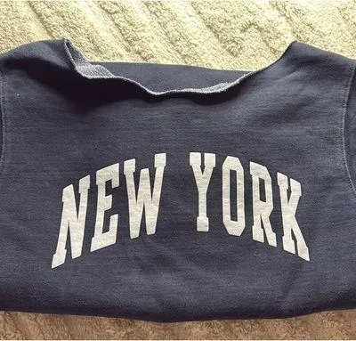 Brandy Melville Sweatshirt Off-The-Shoulder Navy - Image 2