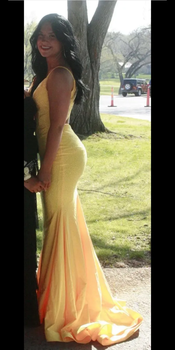 Jovani Ellie Wilde Beaded Mermaid Prom Dress with Cut Out - Image 2