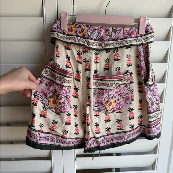Agua Bendita Pink Cream Pineapple-Print Tie-Waist Short NWT - Image 6