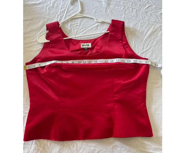 Kasper Red Sleeveless Blouse Women’s Size 18 Plus Tank Top Lined Side Zip - Image 3
