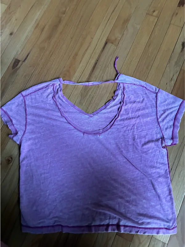 Fuchsia we the free v neck tee - Image 2