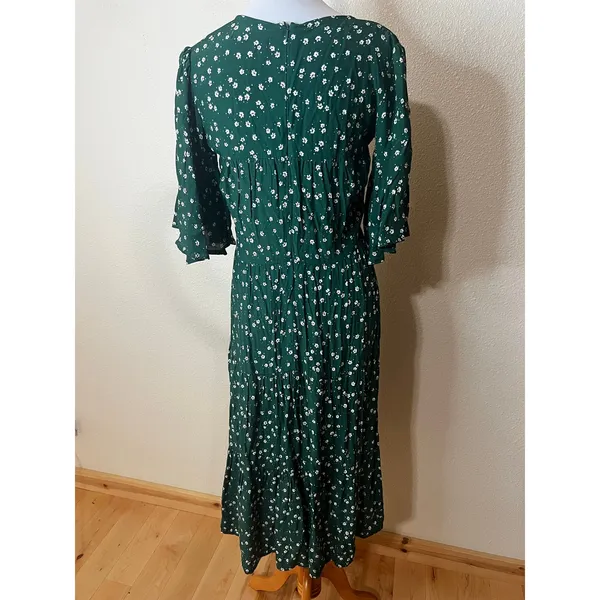 Faithfull The Brand Melia Floral Midi Dress in green white flowers WOMENS SMALL - Image 4