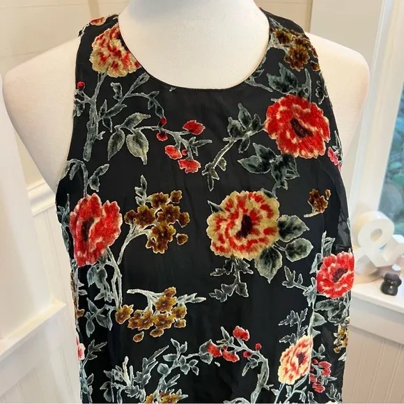 Miss Me Floral Burnout Velvet Shift‎ Dress Sleeveless Black Small - Image 9