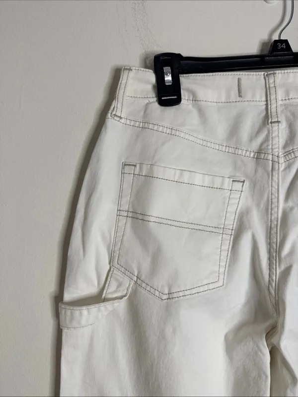 Hollister Ultra High-Rise Dad Pant White Utility Chino Pants Contrast Stitch 27 - Image 8