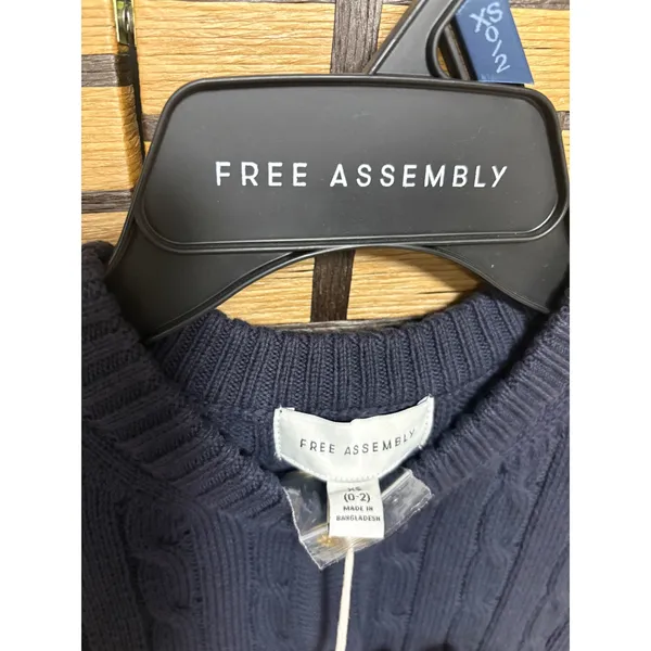 Free Assembly Navy Cable Knit Short Sleeve Cardigan Sweater‎ Size XS - Image 6