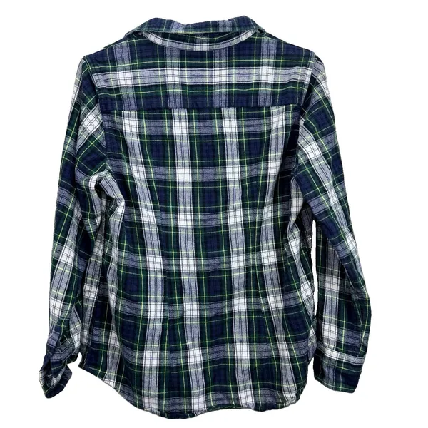 LL Bean Scotch Plaid Flannel Cotton Button Up Shirt Slightly Fitted SMALL PETITE - Image 5