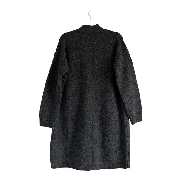 Uniqlo 100% Wool Knit Oversized Long Cardigan Charcoal Gray Sz Small Cabin Core - Image 4