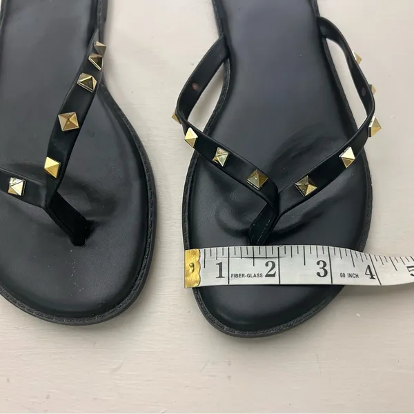 Sandals Black Slide Sandals with Gold Stud Accents size unknown-see measurements - Image 5