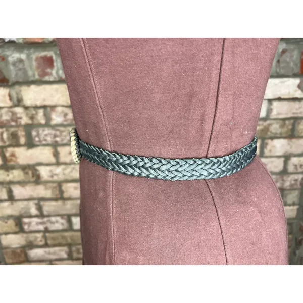 split leather belt black 1980s - Image 5
