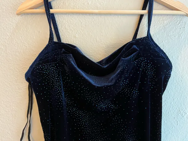 90s Y2K Navy Blue Velvet Formal Dress - Image 8