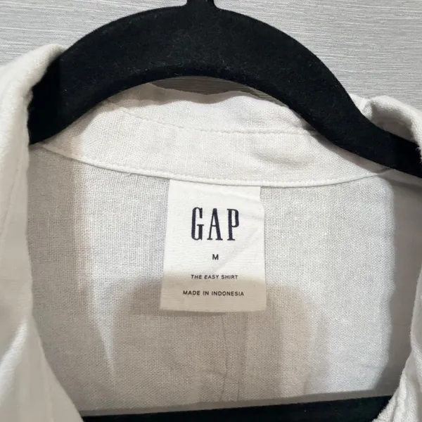 Gap The Easy Shirt Womens Medium Optic White Linen Blend Button Down Long Sleeve - Image 5