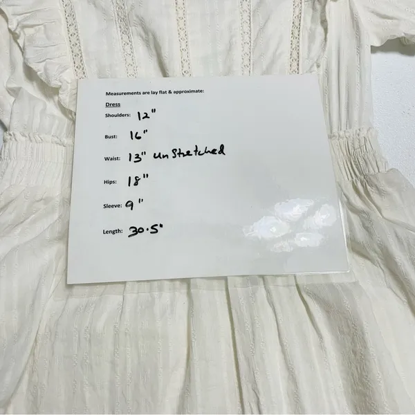 The Post White Ruffle Lace Trim Mini Dress Women’s Small Cotton Rayon - Image 12