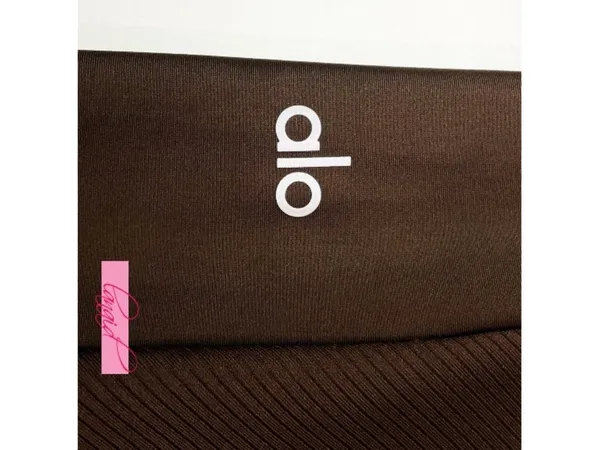 Alo Ribbed Airlift High-Waist 7/8 Enchanted Leggings Espresso Hi-Rise Waisted S - Image 8