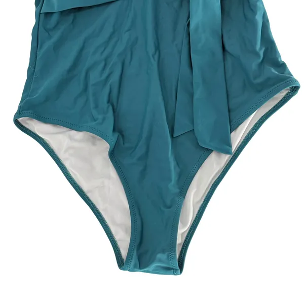 Cupshe Ruffle V-Neck One-Piece Swimsuit Womens Size 16 Teal Green Side Tie‎ Sash - Image 6