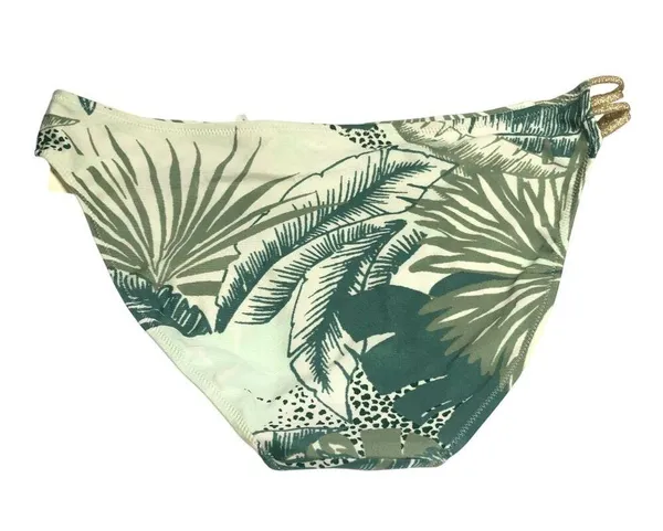 Aerie Bikini Bottom Brief Tropical Palm Print Gold Glitter Cut Outs Green L - Image 2