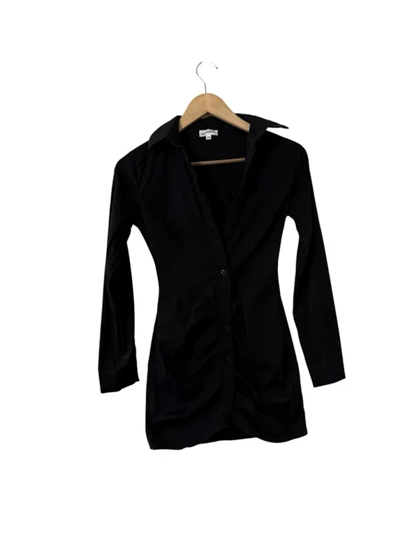 REVOLVE x Superdown Colette Ruched Button Up Long Sleeve Mini Dress - Image 4