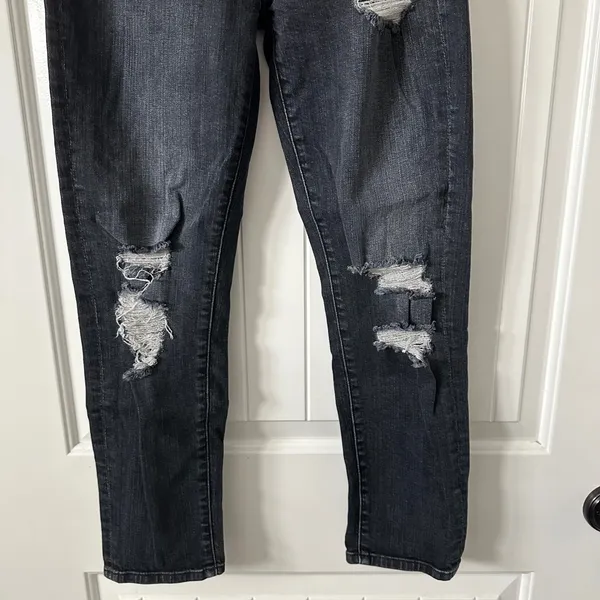 7 For All Mankind Josefina High Waist‎ Distressed Jeans Black Wash Size 25 - Image 3