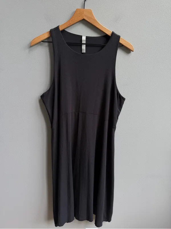 Athleta Santorini Thera Dress Sleeveless Black A-Line Dress Size Large Modal - Image 4