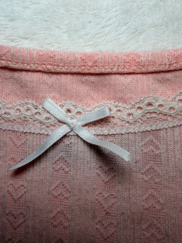 Edikted Coquette Y2K Fairy Bow Lace Trim pink crop cami top Size Small - Image 2