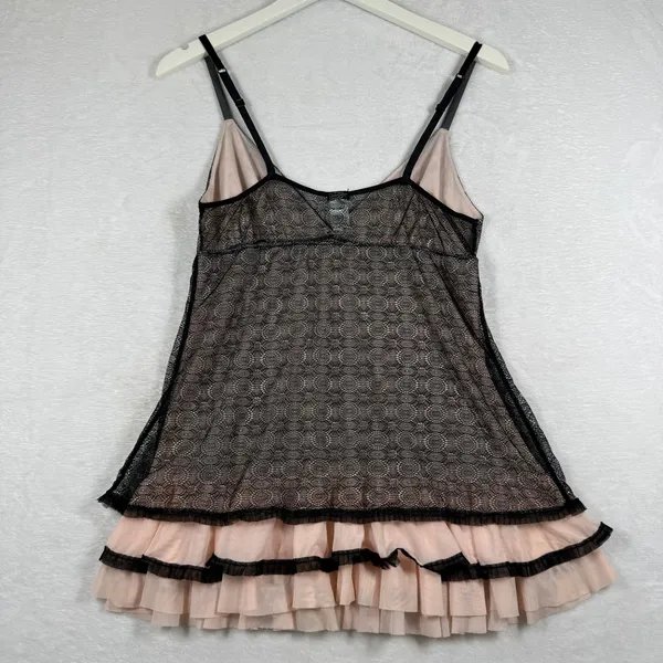Jessica Simpson Black Pink Lace Ruffle Babydoll‎ Chemise JS60630 Womens Medium - Image 11