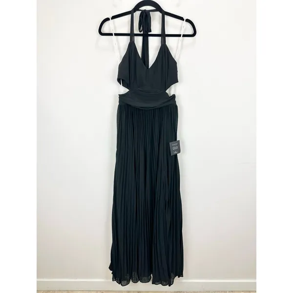 Lulus Celebratory Allure Black Pleated Backless Maxi Dress Formal Small NWT - Image 6
