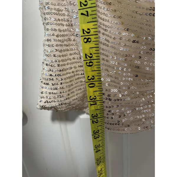 Sequin Ruched Mini Dress Size 6 Elegant Party Dress - Image 6