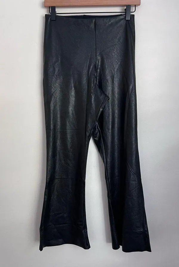 Commando Faux Leather Crop Flare Leggings L - Image 3