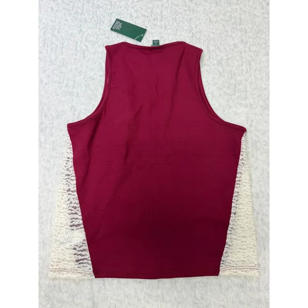 Wild Fable Burgundy Swan Graphic Tank Top Lace Side Panels‎ Womens Size M New - Image 4