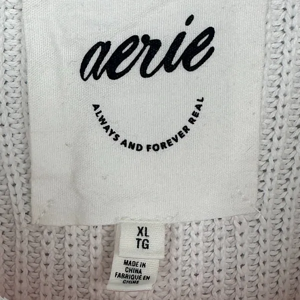 NWOT Aerie Beyond Cropped Sweater Womens Striped Cotton Knit Oversized Size XL - Image 5