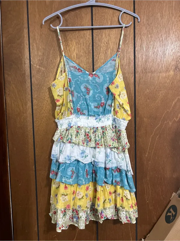 Loveshackfancy Floral Patchwork Summer Dress Preppy Cottagecore - Image 5