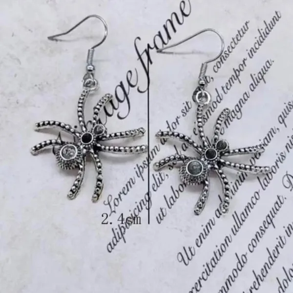 Gothic Spider Silver Tone Dangle Earrings Drop Halloween Witch Spooky Scary - Image 3