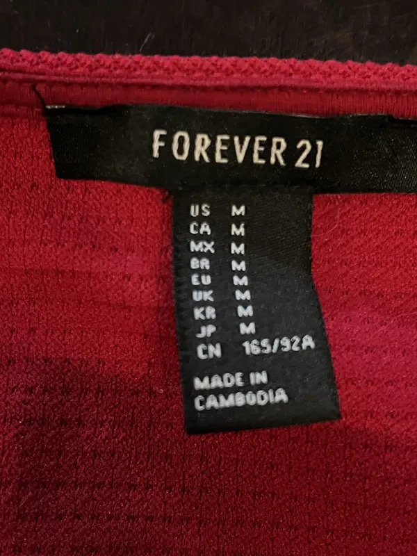 Forever 21 Dress Womens Medium Red Textured Knit Sleeveless V Neck Fit & Flare - Image 6