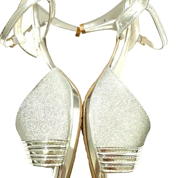 Fashion Glitter Sparkle Heel Ankle Open Toe Shoes Adult Women's Size 7.5 - Image 3