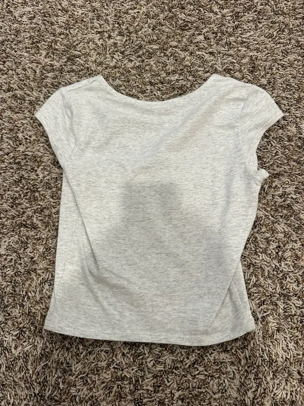 Light grey garage crop top lounge top - Image 4