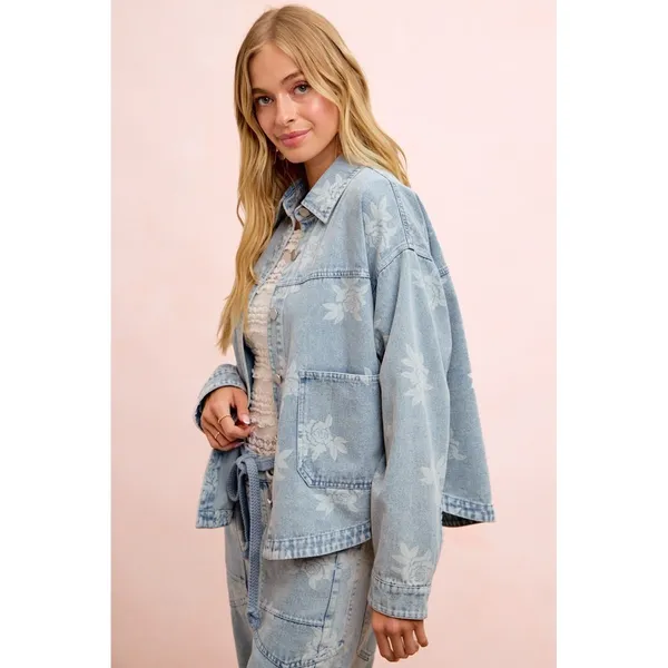 BiBi‎ Printed Washed Denim Jacket With Pocket - Image 2