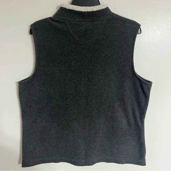 Croft Barrow Size Large Gray Snowflake Embroidered Fleece‎ Zip Front Vest - Image 11