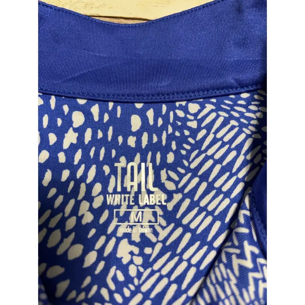 Tail Quarter Zip Polo Golf Shirt Women's Medium White Label Blue White Geometric - Image 4