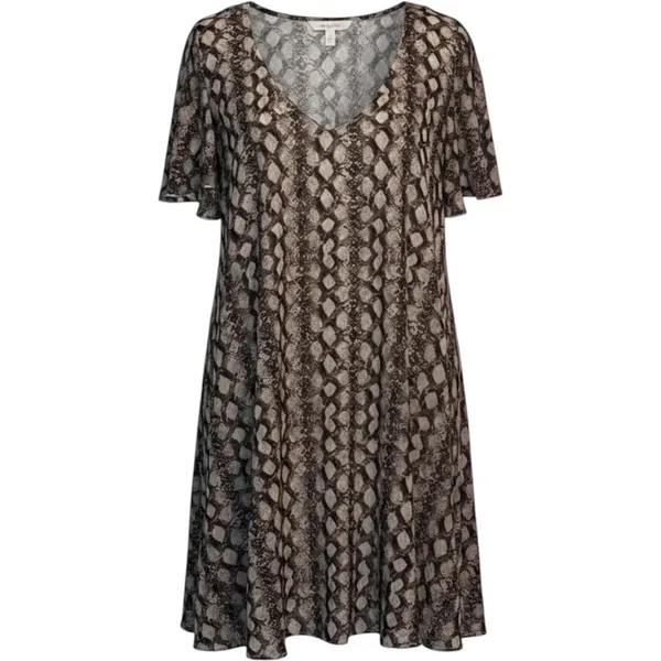 Show Me Your Mumu Shift Dress‎ Womens Medium Brown Snakeskin V-Neck Boho Animal - Image 2