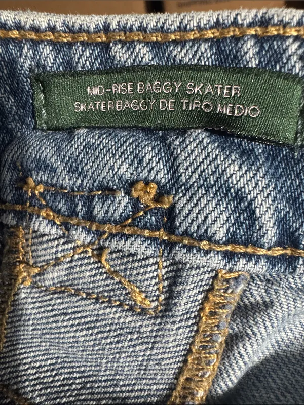Wild Fable Baggy Skater Jeans Cinch Back Barrel Leg Denim Light Wash Size 16R - Image 5
