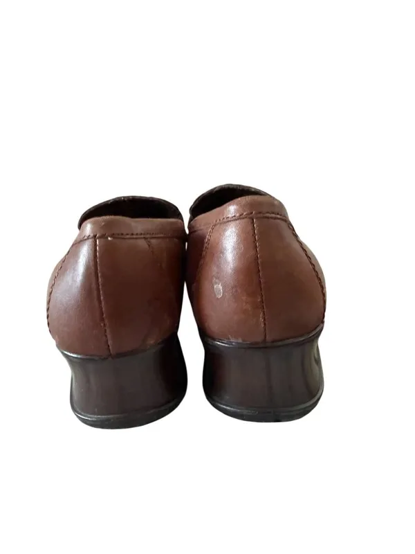 NATURALIZER Brown Leather Wedge Loafers Size 7 - Image 4