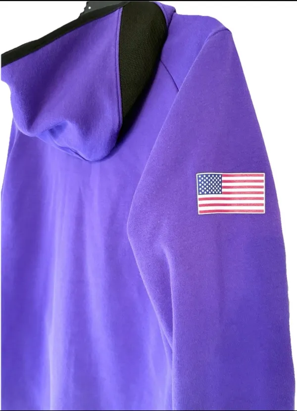 Nike Dri Fit Full Zip Hoodie Team USA Swoosh Logo Purple Small - Image 2