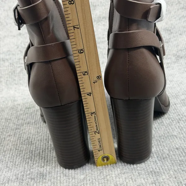 Lauren Ralph Lauren Size-US 9B Women Collins Block Heel Bootie Brown Leather - Image 6