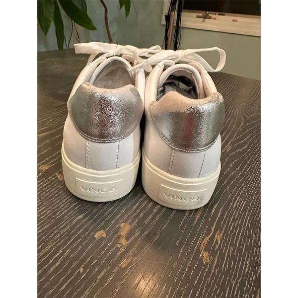 Vince Women's White Leather Lace-Up Sneakers Size 9.5 Casual Fashion - Image 3