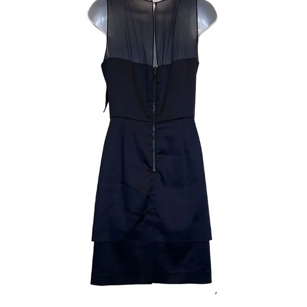 Taylor Navy Blue Satin Silk Pleated Cocktail Sheath‎ Dress Party Formal Gala - Image 3