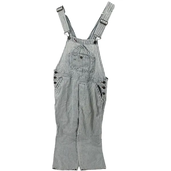 Faherty Topsail Overalls Denim Adjustable Pockets Railroad Stripe Blue White S - Image 2